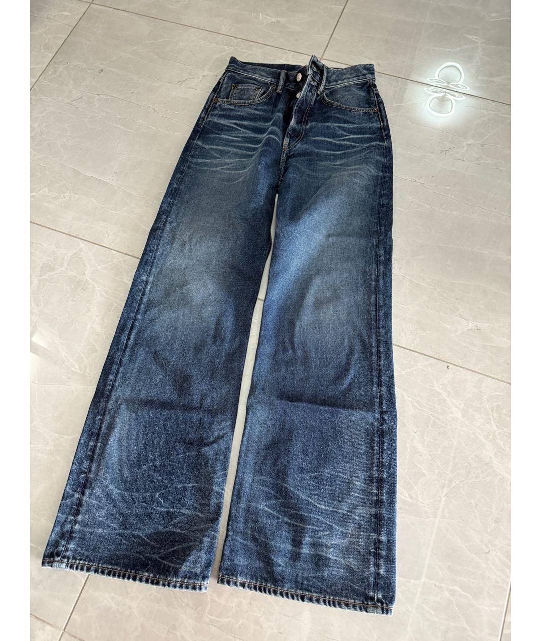 ACNE STUDIOS Синие хлопковые прямые джинсы, фото 3