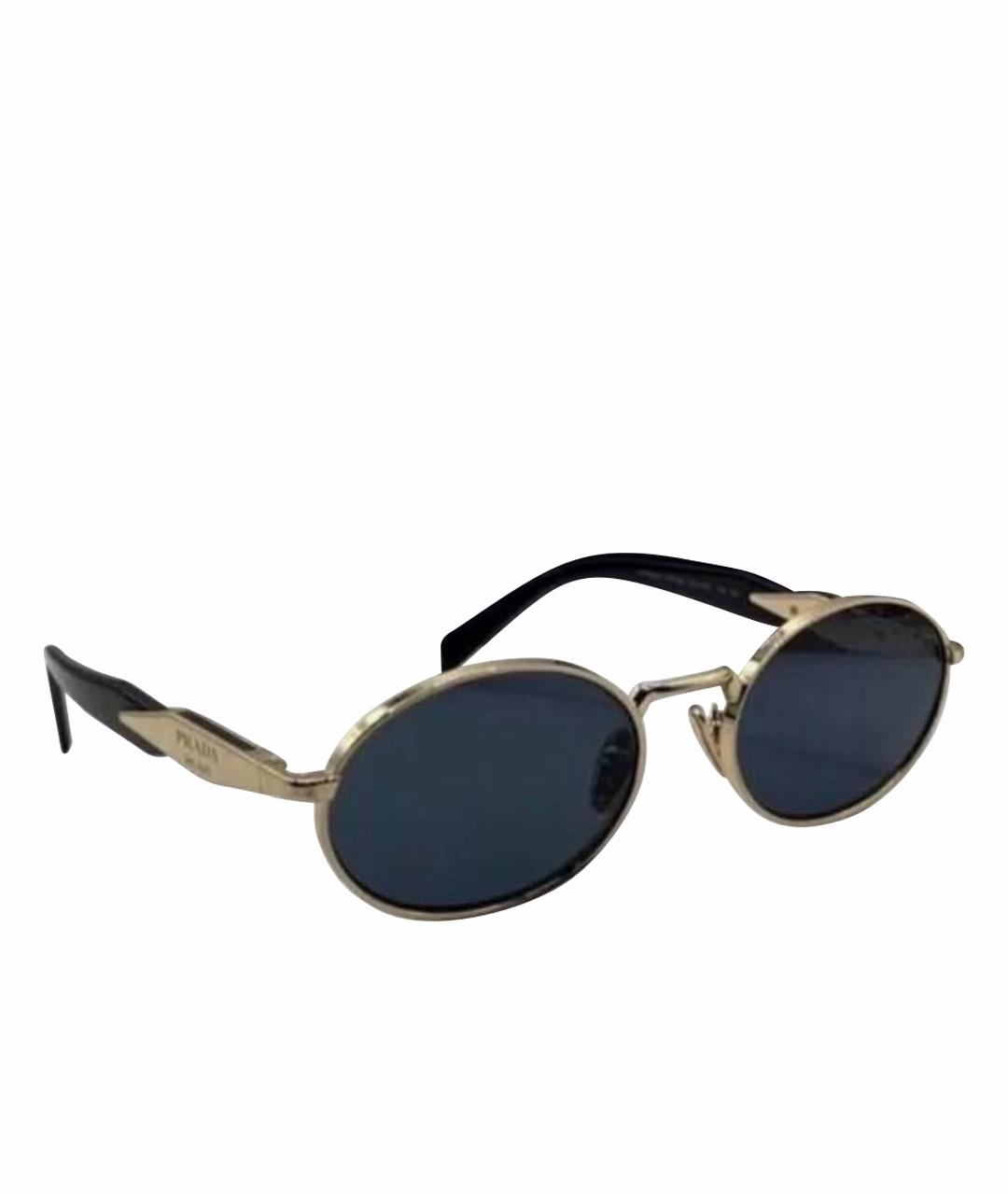 PRADA Золотые металлические солнцезащитные очки, фото 1