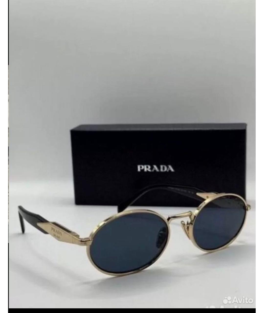 PRADA Золотые металлические солнцезащитные очки, фото 4