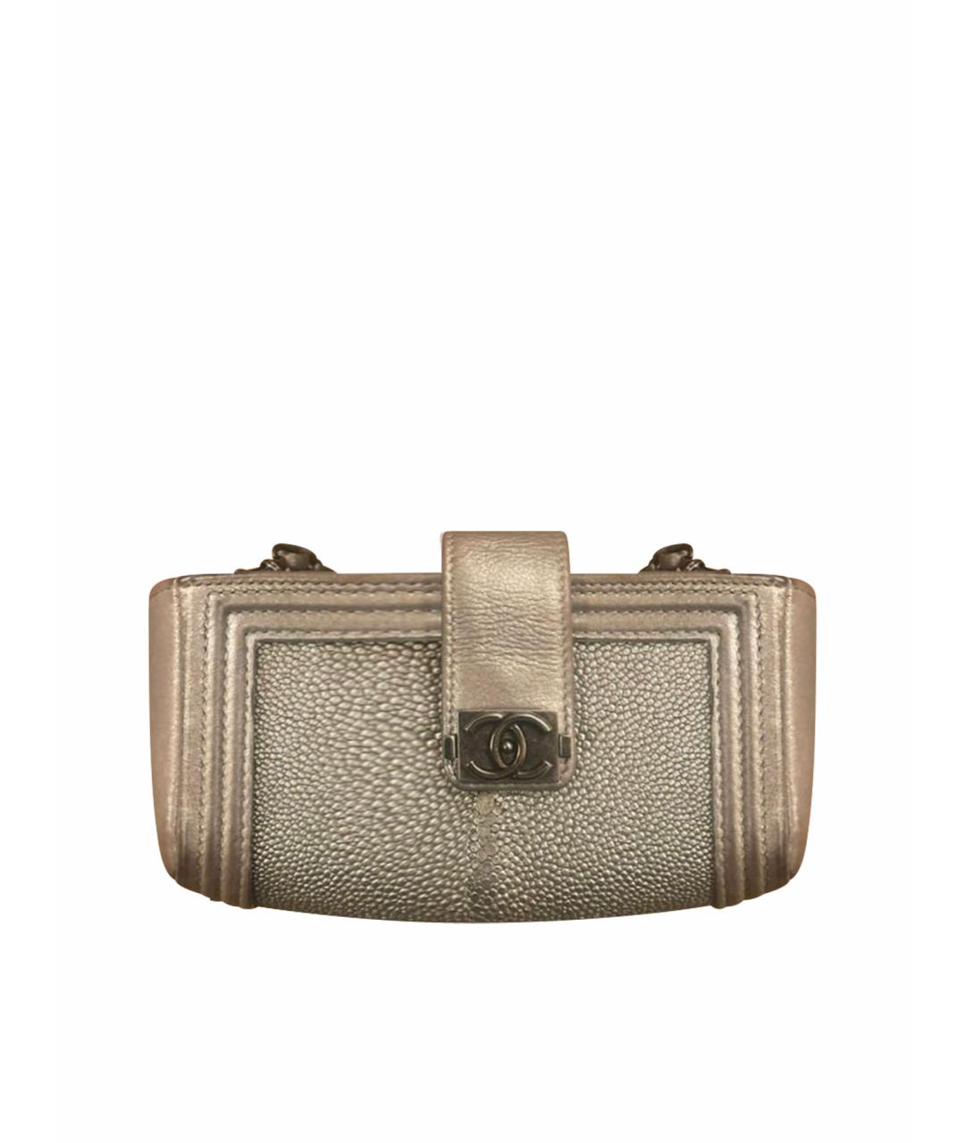 CHANEL Серебряная кожаная сумка через плечо, фото 1