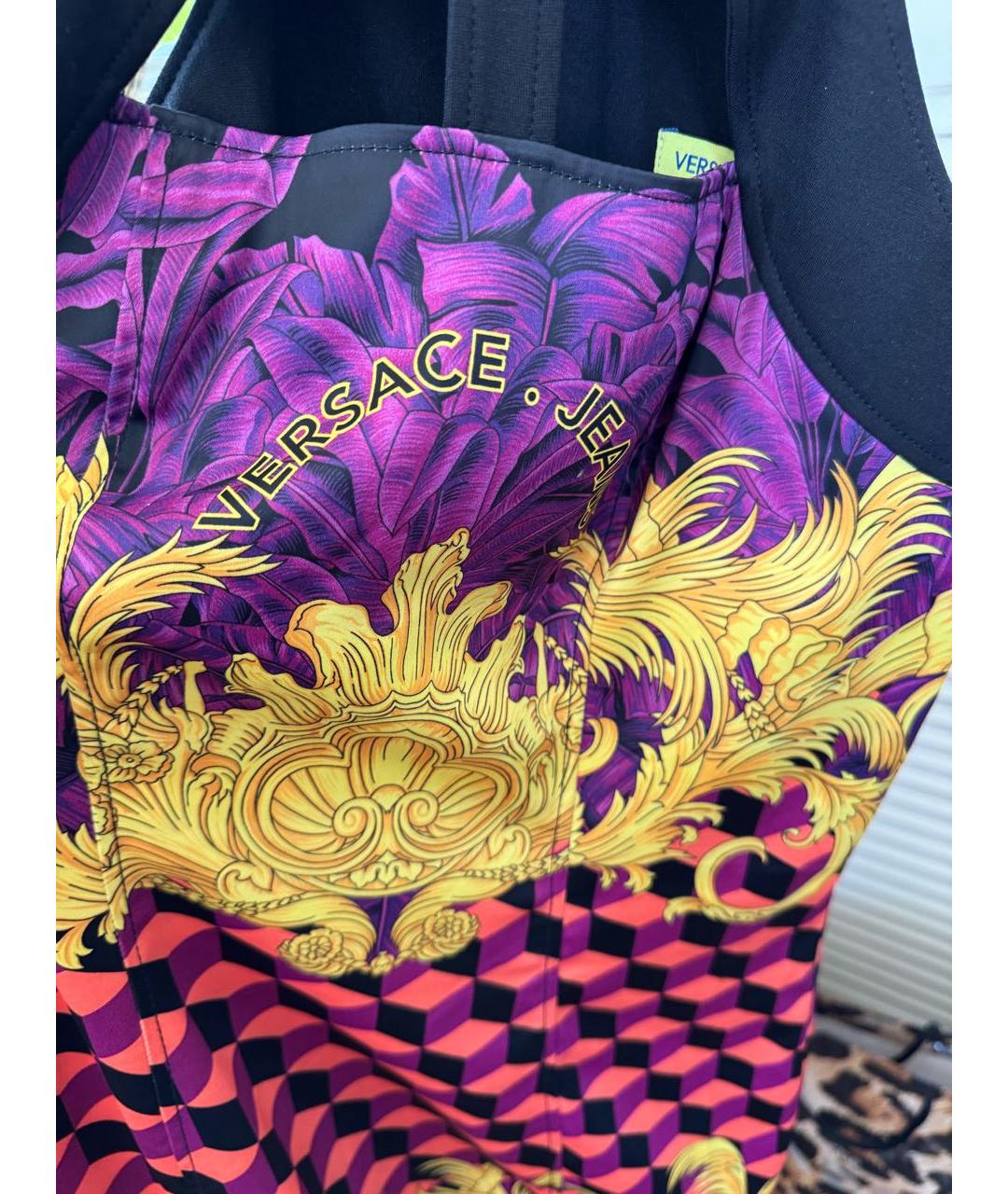 VERSACE JEANS COUTURE Мульти вискозное коктейльное платье, фото 2