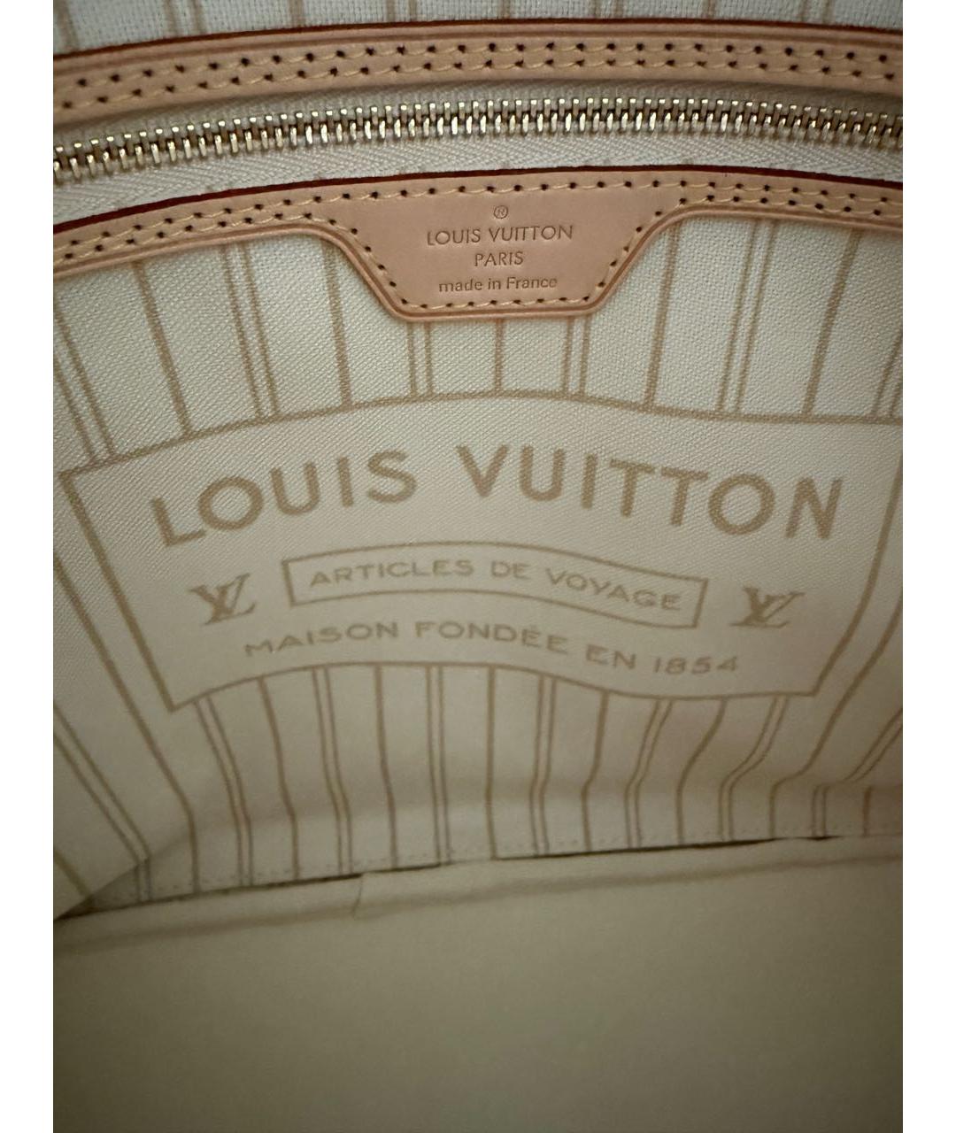 LOUIS VUITTON Белая кожаная сумка тоут, фото 5