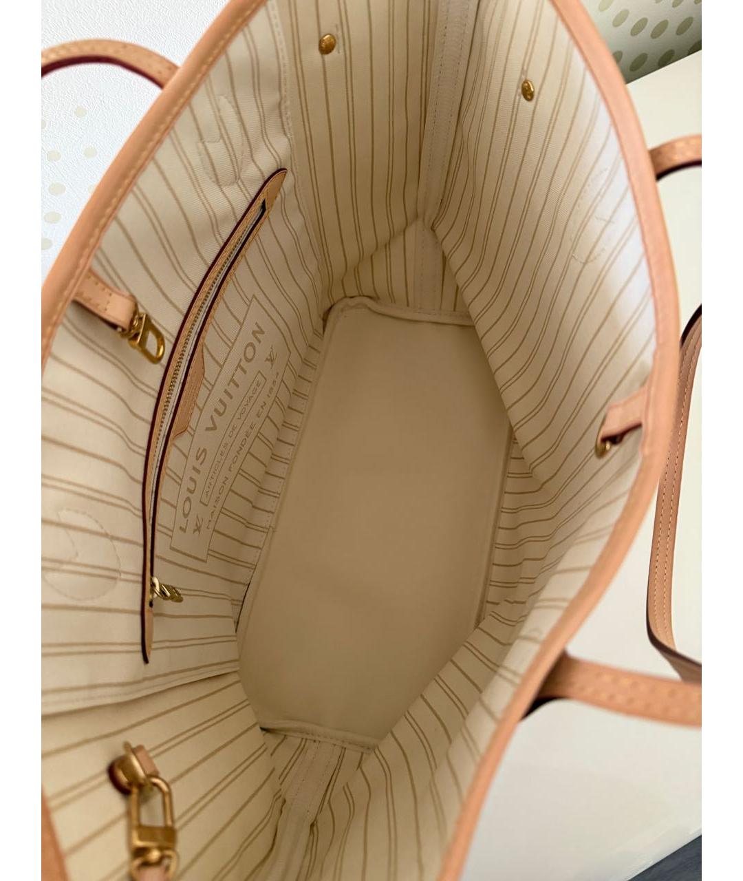 LOUIS VUITTON Белая кожаная сумка тоут, фото 4