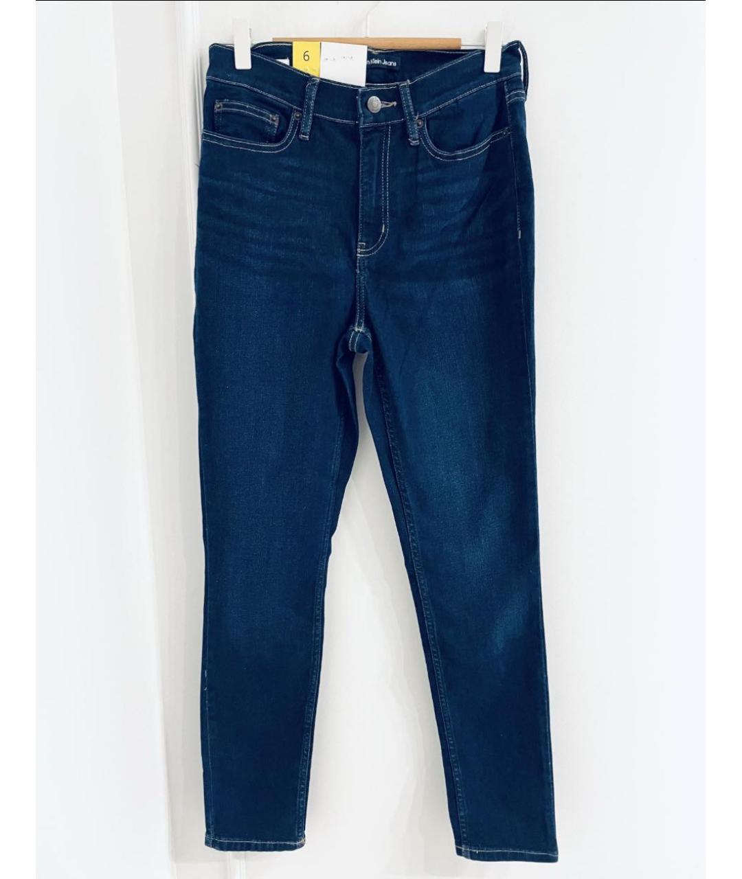 CALVIN KLEIN Синие хлопко-полиэстеровые джинсы слим, фото 7