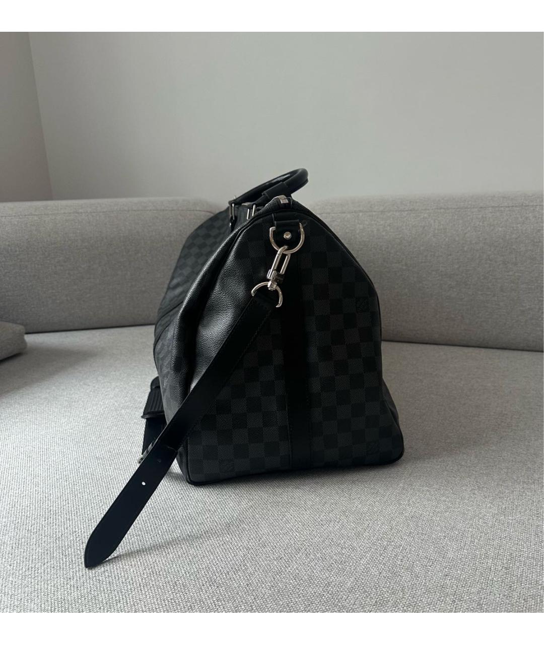 LOUIS VUITTON Антрацитовая кожаная дорожная/спортивная сумка, фото 2