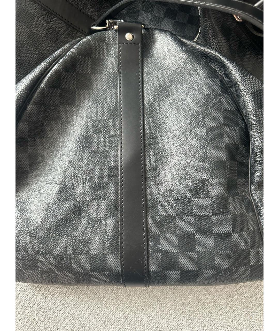 LOUIS VUITTON Антрацитовая кожаная дорожная/спортивная сумка, фото 5
