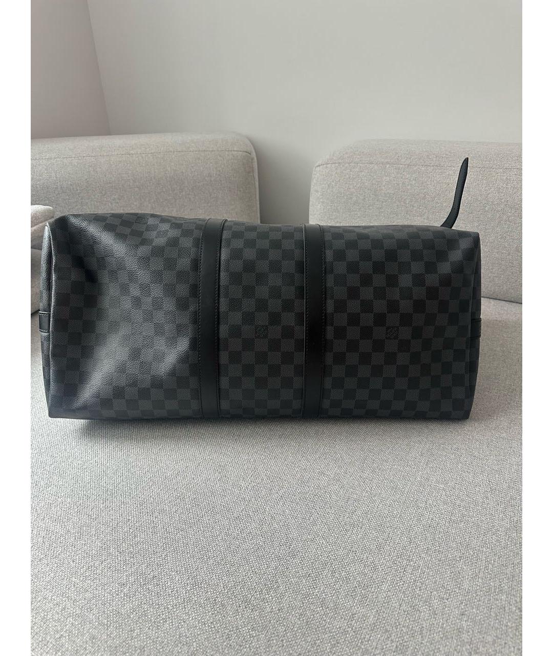 LOUIS VUITTON Антрацитовая кожаная дорожная/спортивная сумка, фото 3
