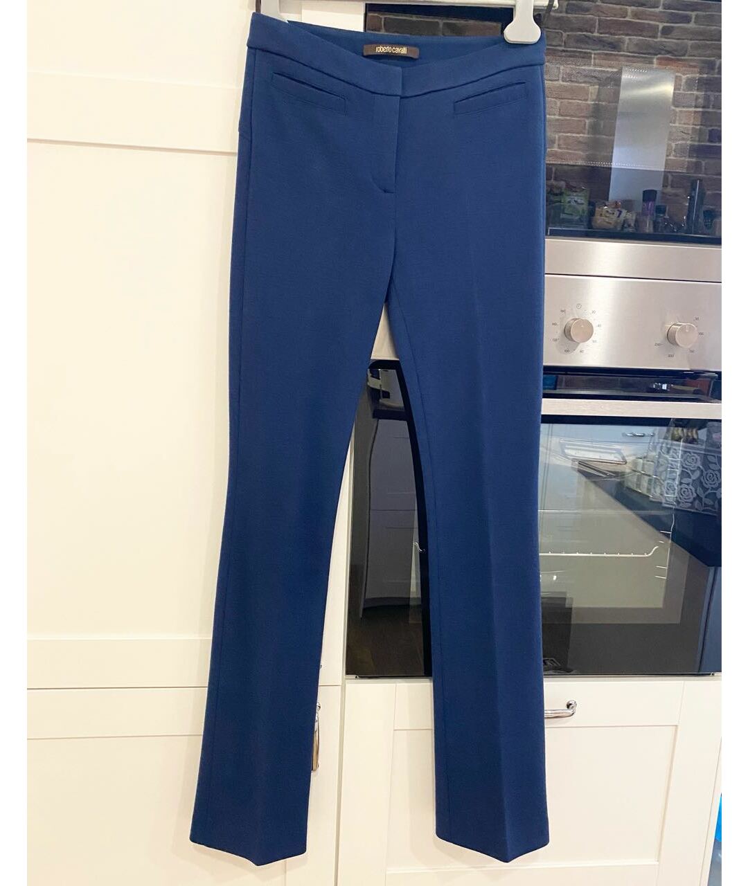 ROBERTO CAVALLI Синие шерстяные брюки широкие, фото 8