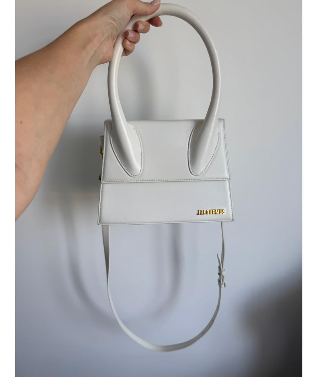 JACQUEMUS Белая кожаная сумка через плечо, фото 2