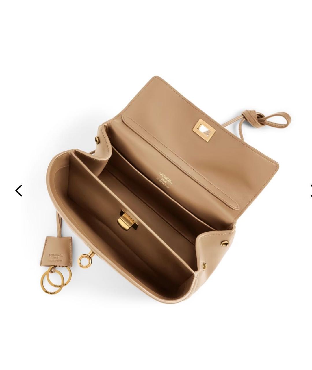 BALENCIAGA Бежевая кожаная сумка через плечо, фото 4