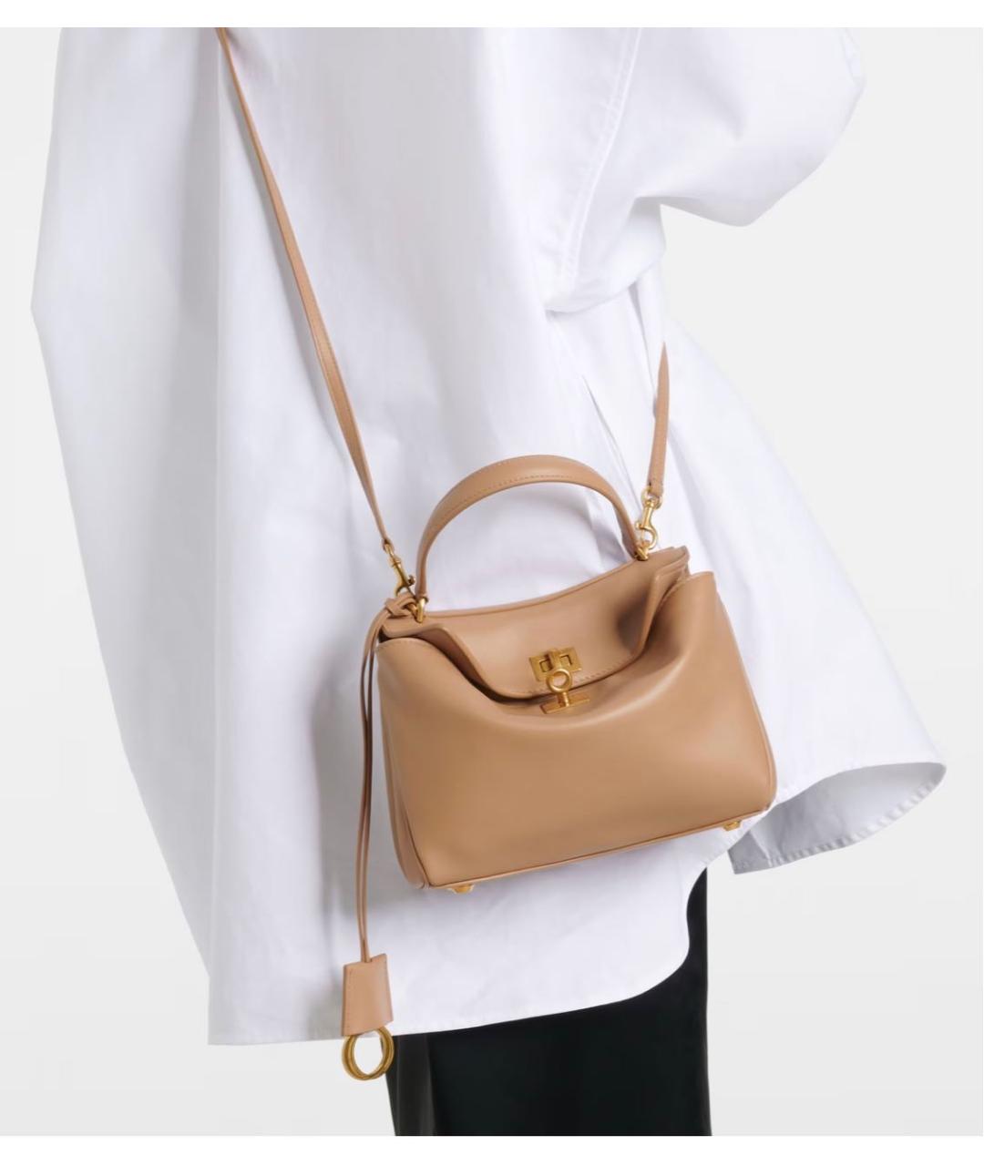 BALENCIAGA Бежевая кожаная сумка через плечо, фото 5