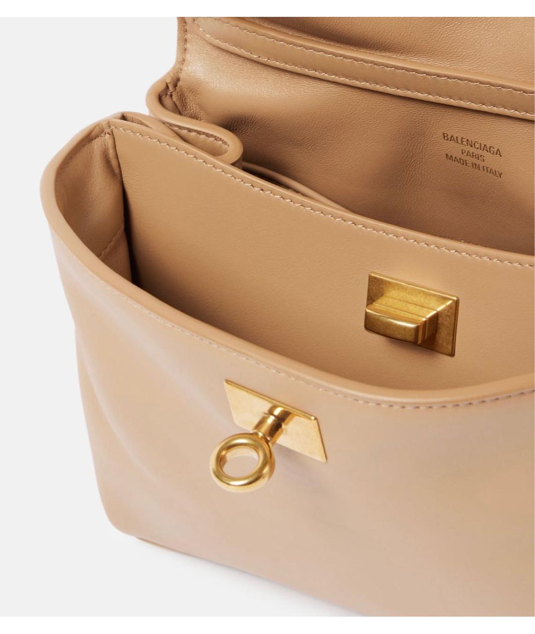 BALENCIAGA Бежевая кожаная сумка через плечо, фото 3