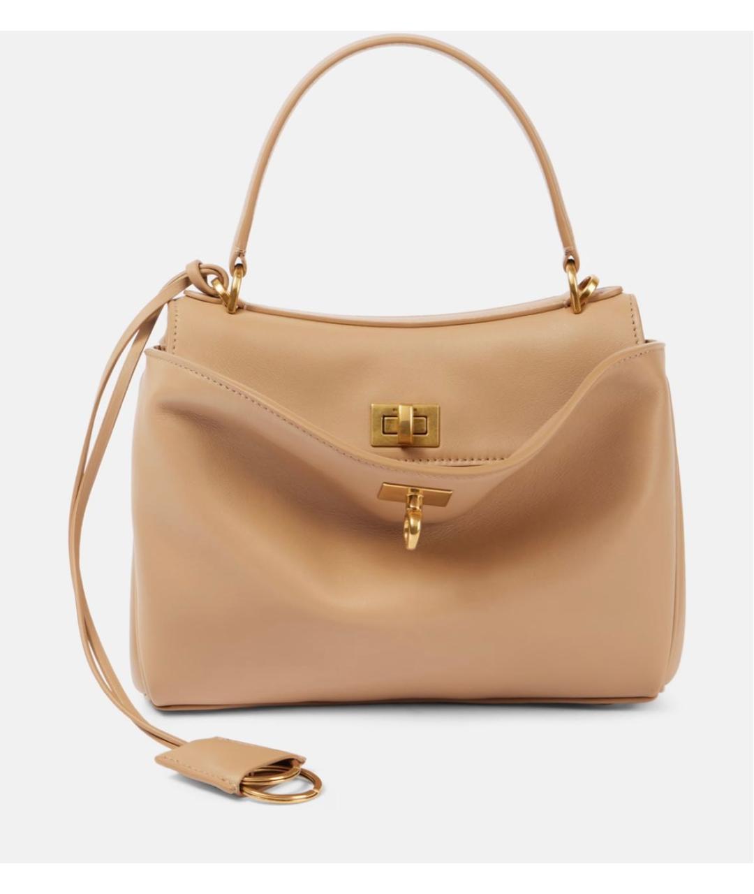 BALENCIAGA Бежевая кожаная сумка через плечо, фото 6