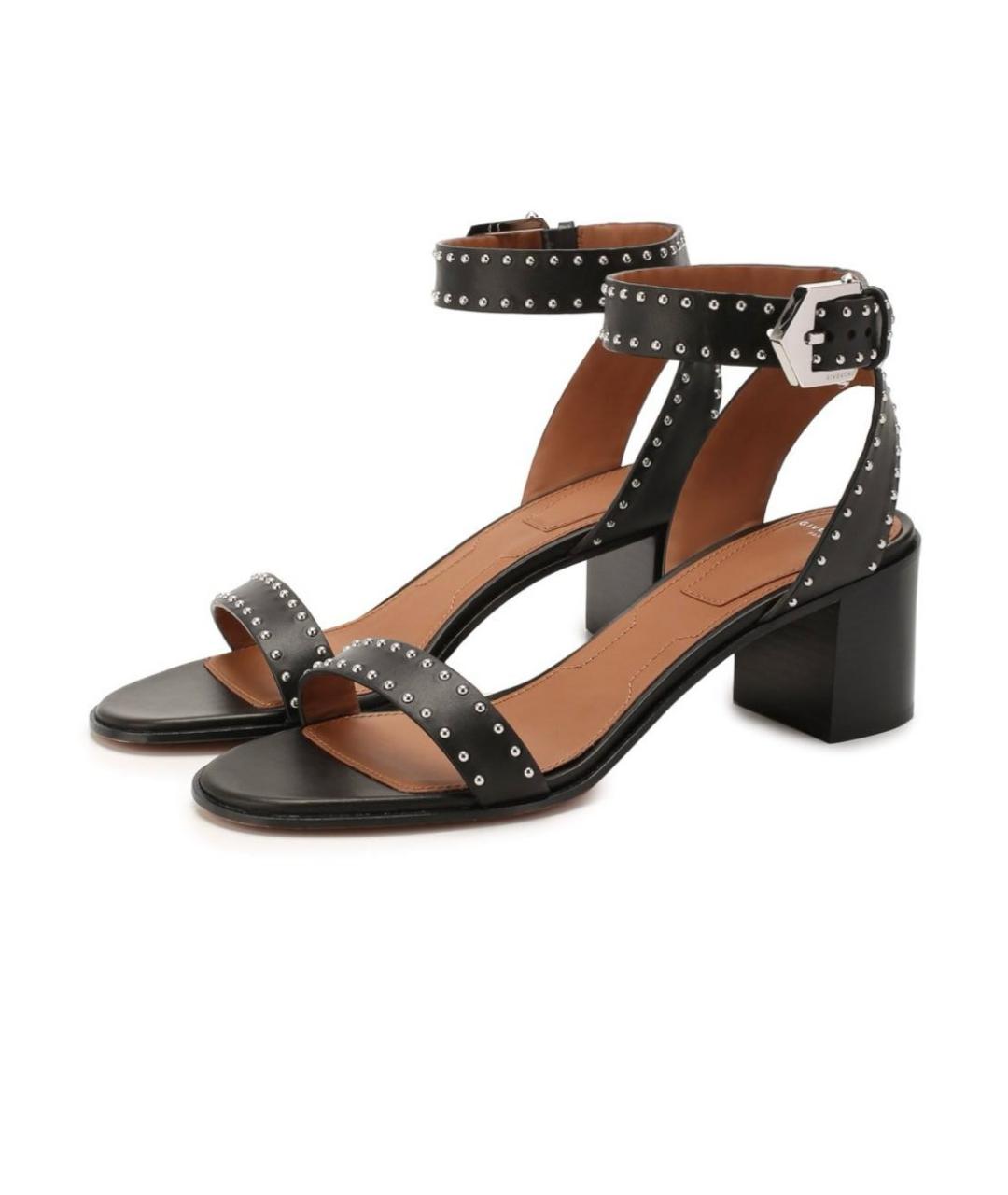 GIVENCHY Черные кожаные босоножки, фото 7