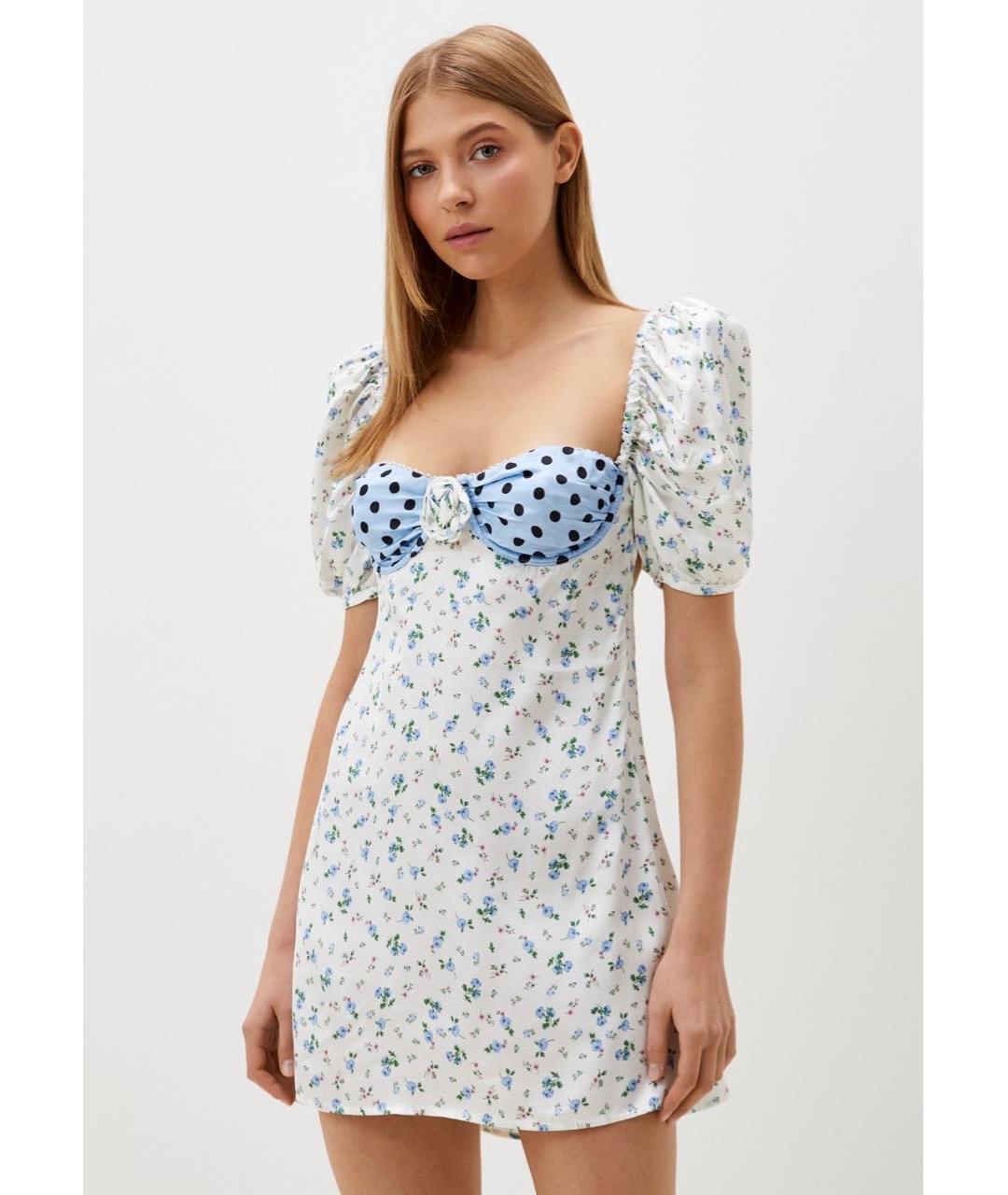 FOR LOVE AND LEMONS Голубое полиэстеровое повседневное платье, фото 2