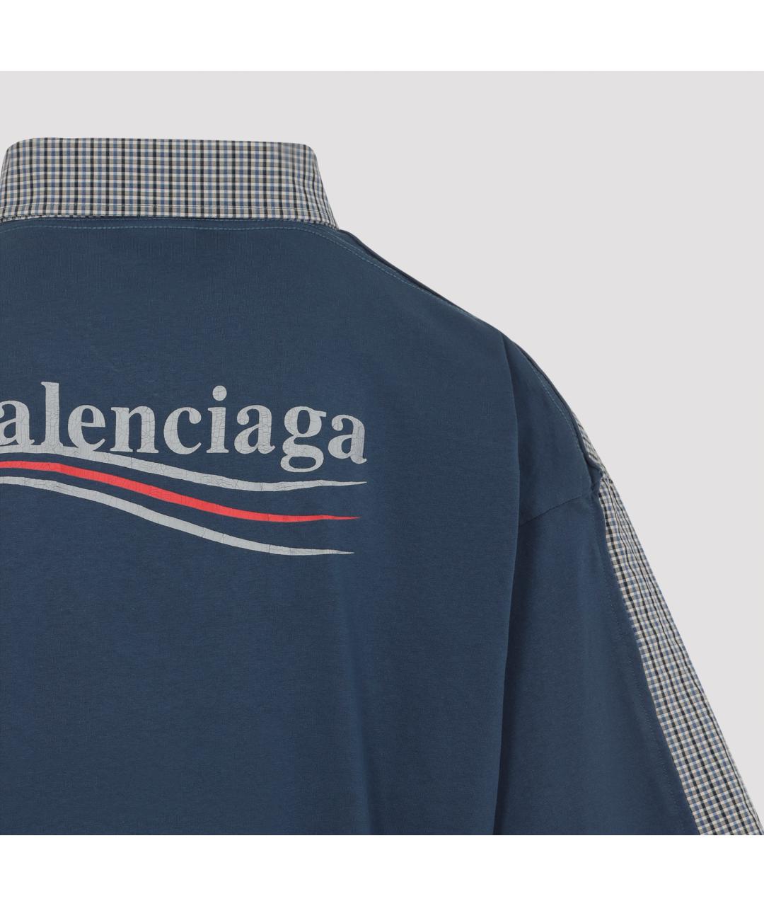 BALENCIAGA Синяя хлопковая кэжуал рубашка, фото 3