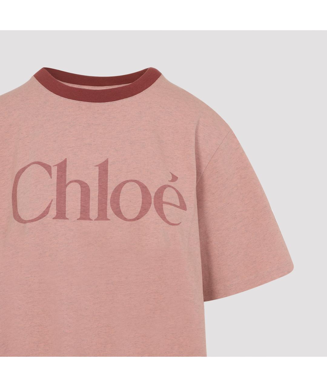 CHLOE Розовая хлопковая футболка, фото 3