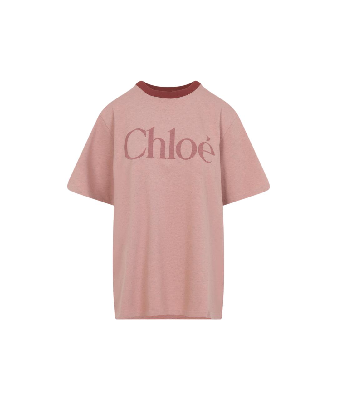 CHLOE Розовая хлопковая футболка, фото 1