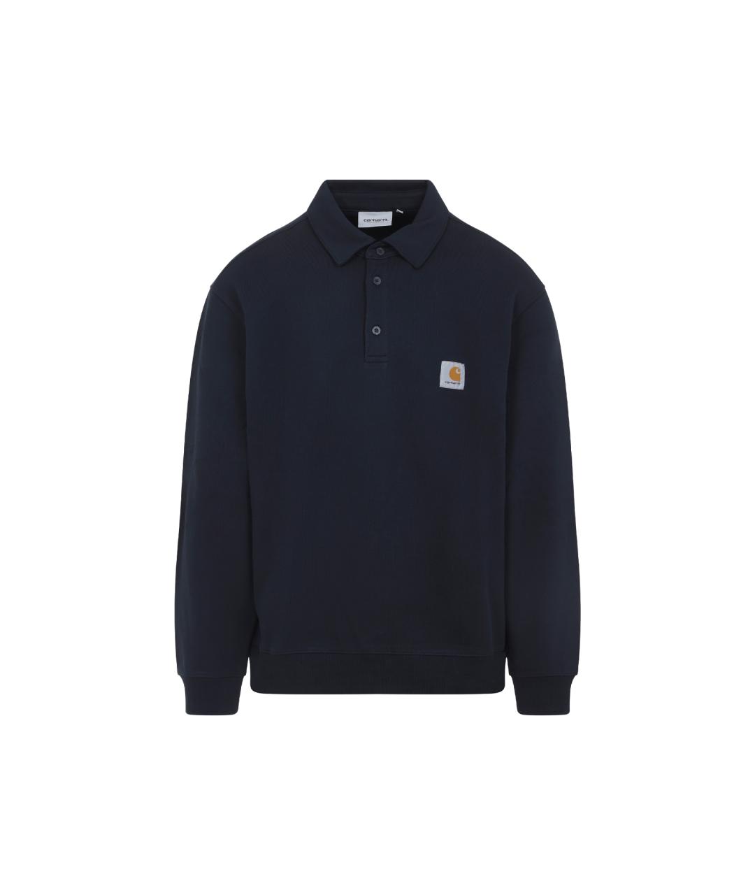 CARHARTT WIP Темно-синее хлопковое поло с длинным рукавом, фото 1