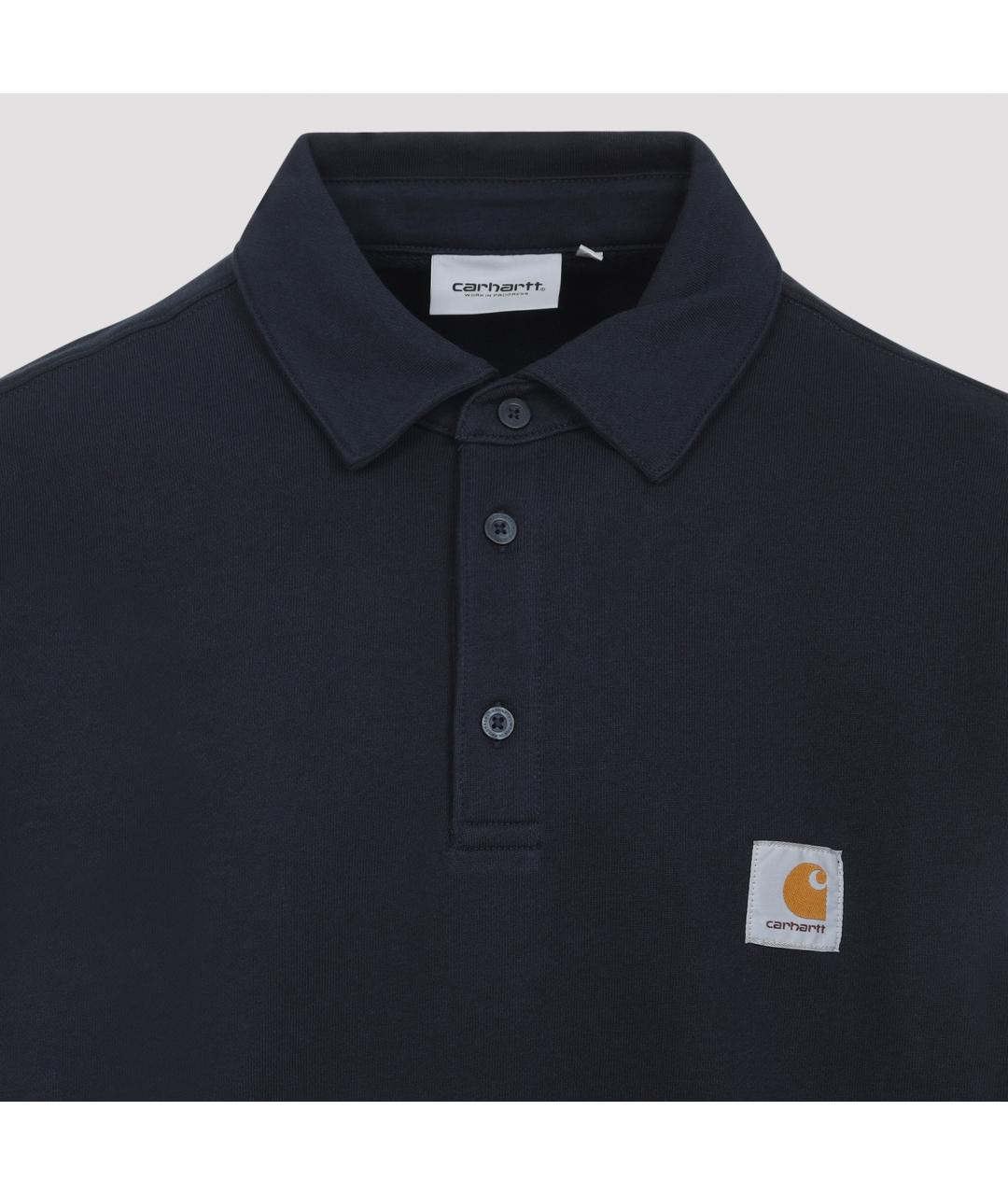 CARHARTT WIP Темно-синее хлопковое поло с длинным рукавом, фото 3