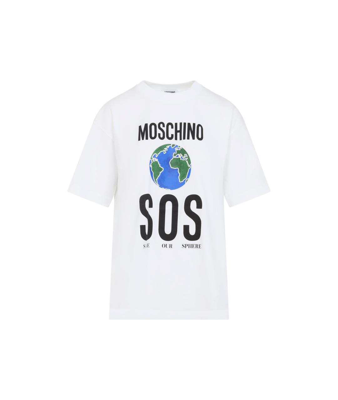 MOSCHINO Белая хлопковая футболка, фото 1
