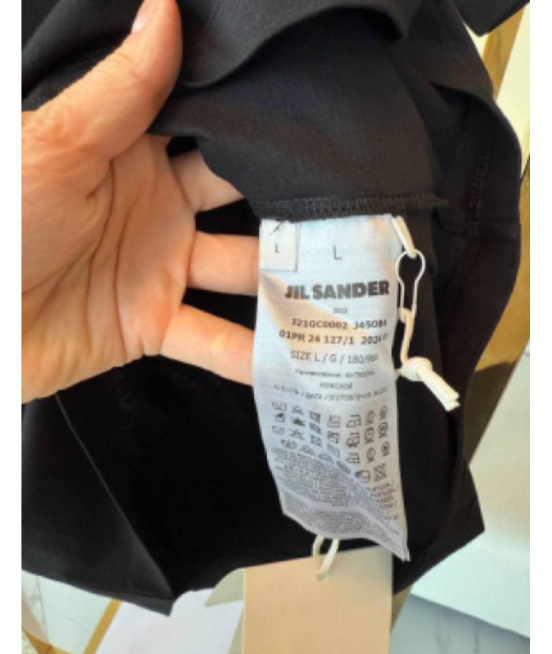 JIL SANDER Черная хлопковая футболка, фото 3