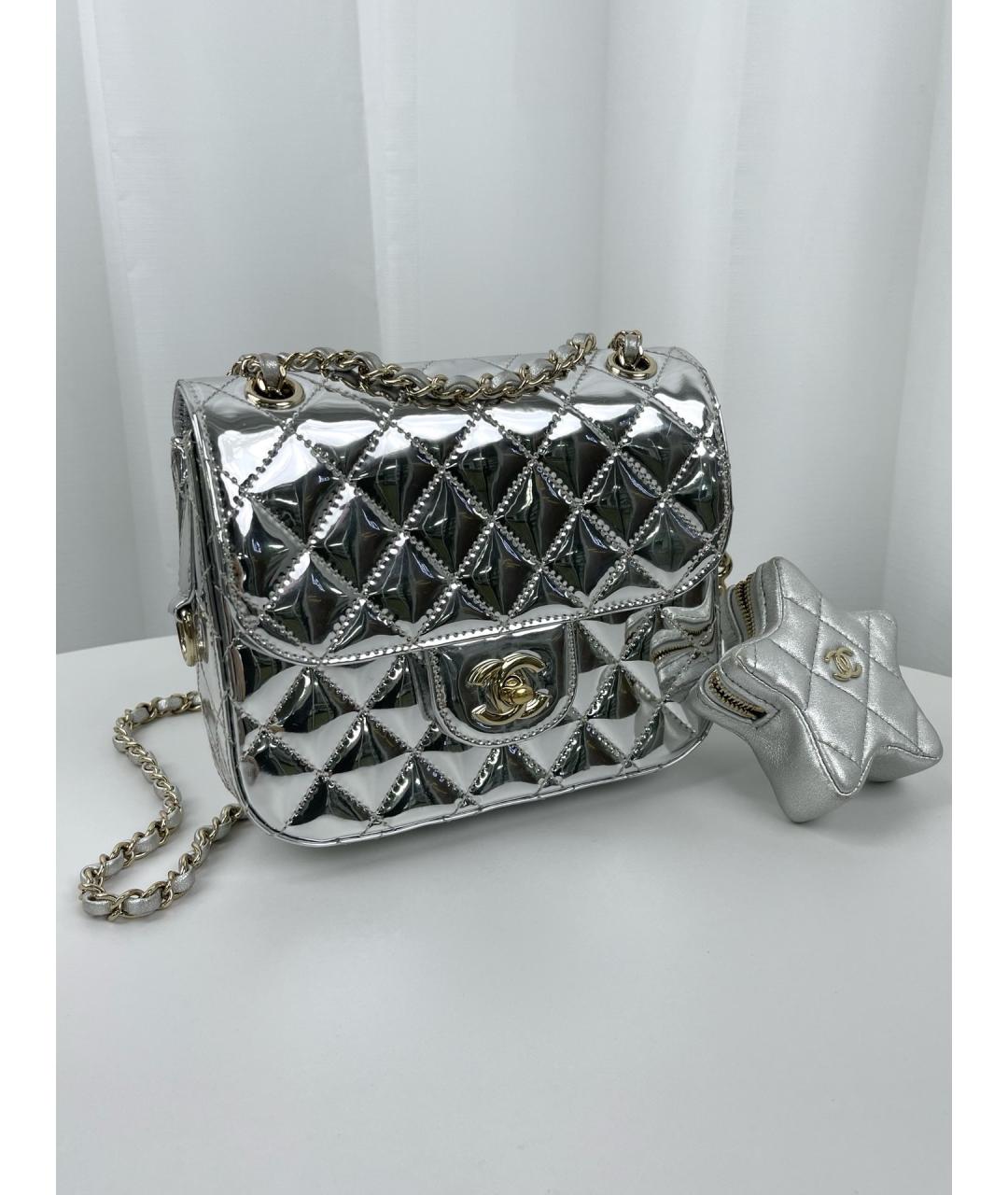 CHANEL Серебряная кожаная сумка тоут, фото 9