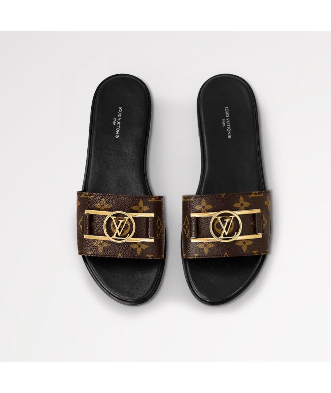 LOUIS VUITTON Коричневые кожаные шлепанцы, фото 3