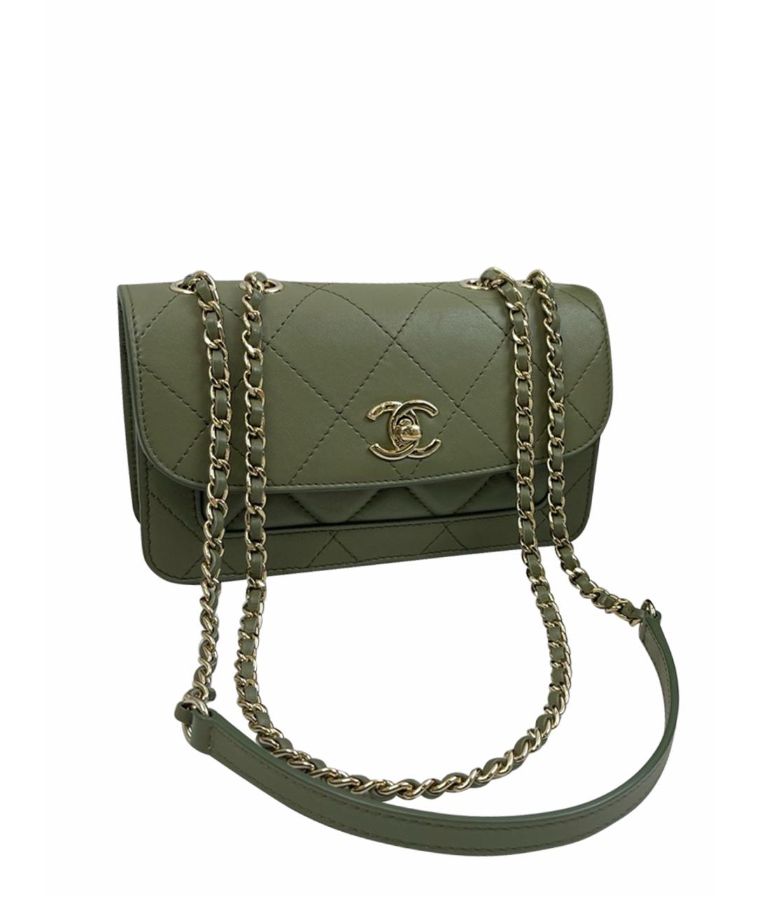 CHANEL Зеленая кожаная сумка тоут, фото 1
