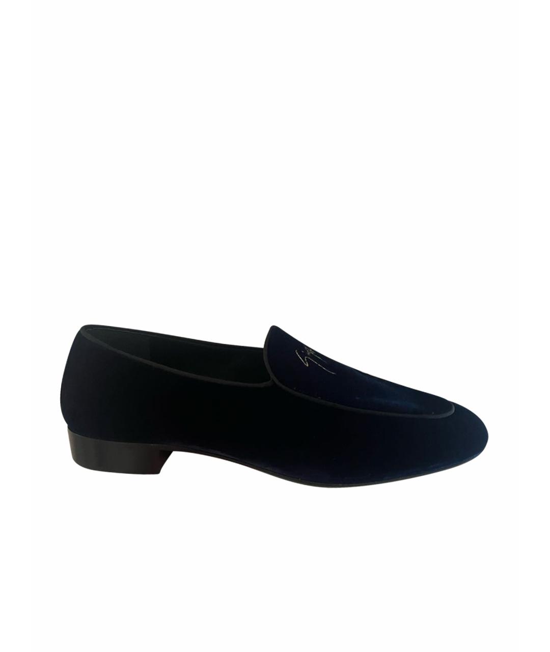 GIUSEPPE ZANOTTI DESIGN Синие бархатные лоферы, фото 1