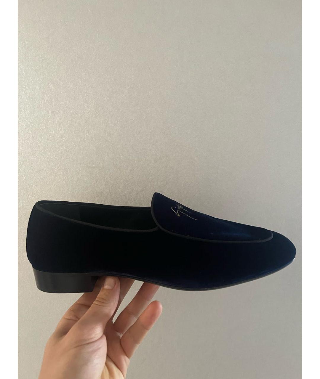 GIUSEPPE ZANOTTI DESIGN Синие бархатные лоферы, фото 4