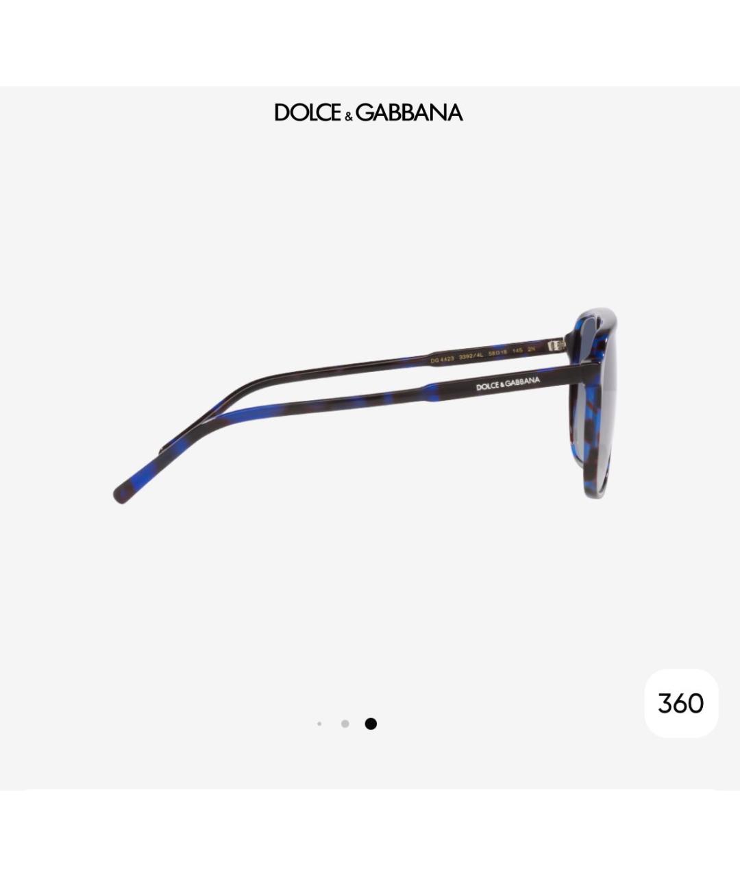 DOLCE&GABBANA Темно-синие пластиковые солнцезащитные очки, фото 3