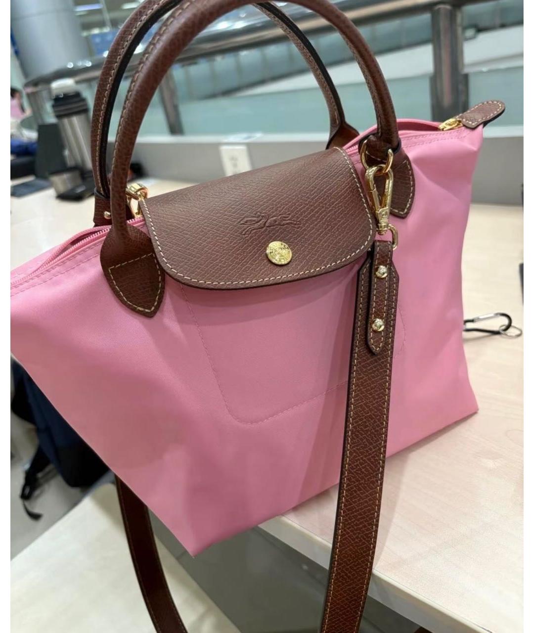 LONGCHAMP Розовая синтетическая сумка с короткими ручками, фото 5