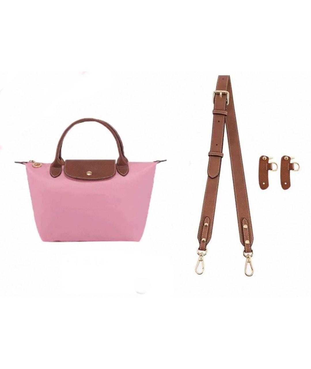 LONGCHAMP Розовая синтетическая сумка с короткими ручками, фото 7