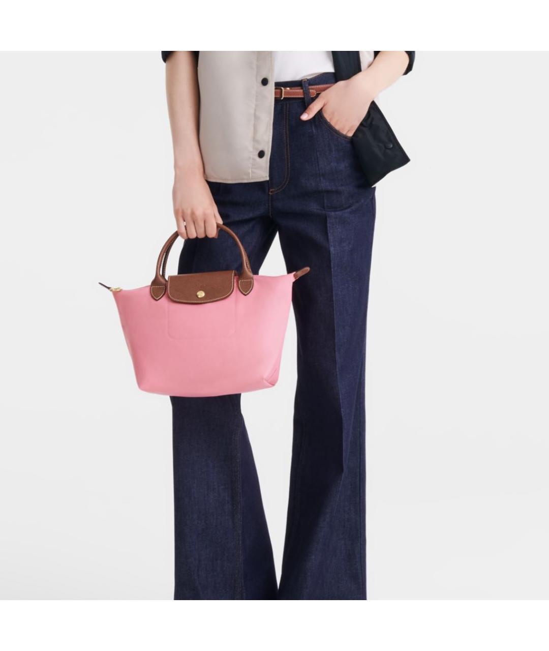 LONGCHAMP Розовая синтетическая сумка с короткими ручками, фото 2