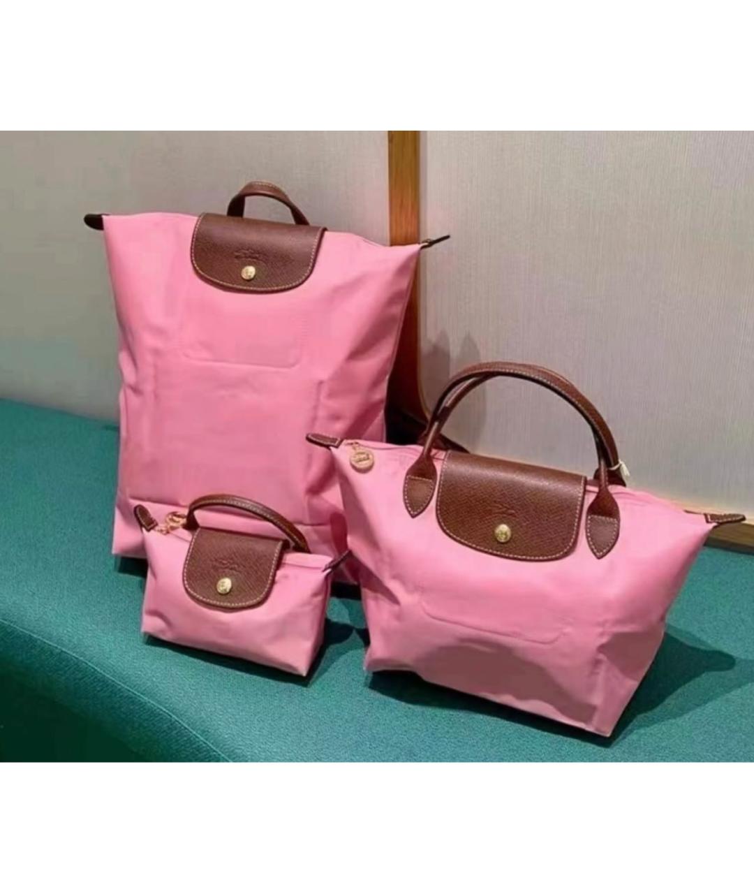 LONGCHAMP Розовая синтетическая сумка с короткими ручками, фото 4
