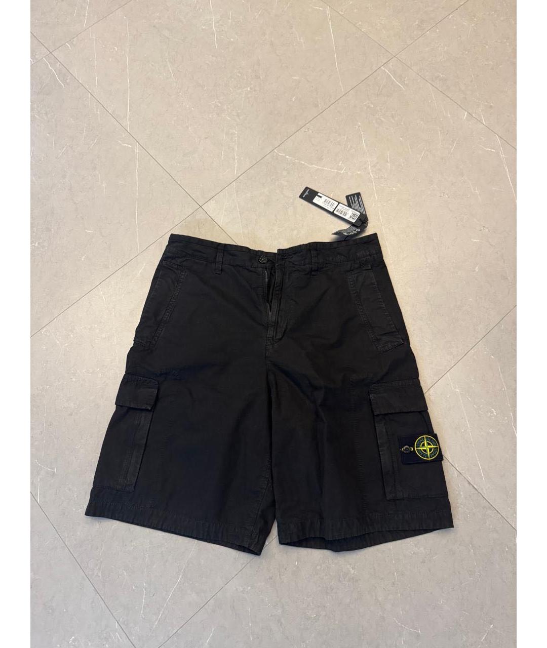 STONE ISLAND Черные хлопковые шорты, фото 5