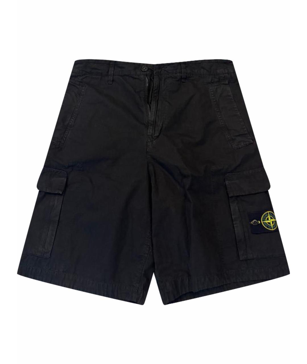 STONE ISLAND Черные хлопковые шорты, фото 1