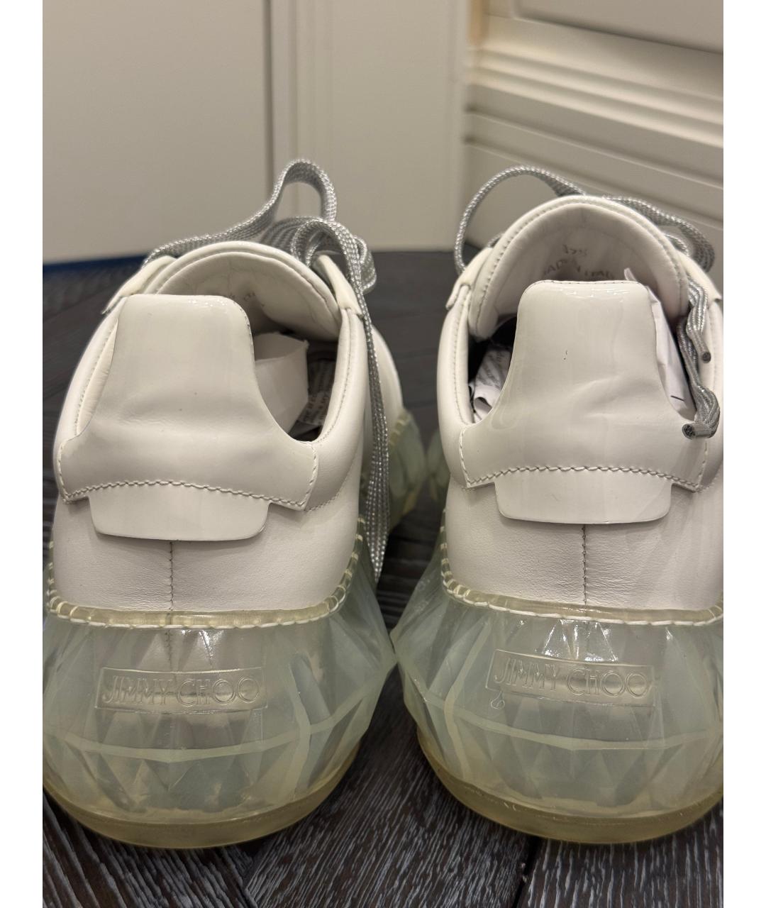 JIMMY CHOO Белые кроссовки из лакированной кожи, фото 4