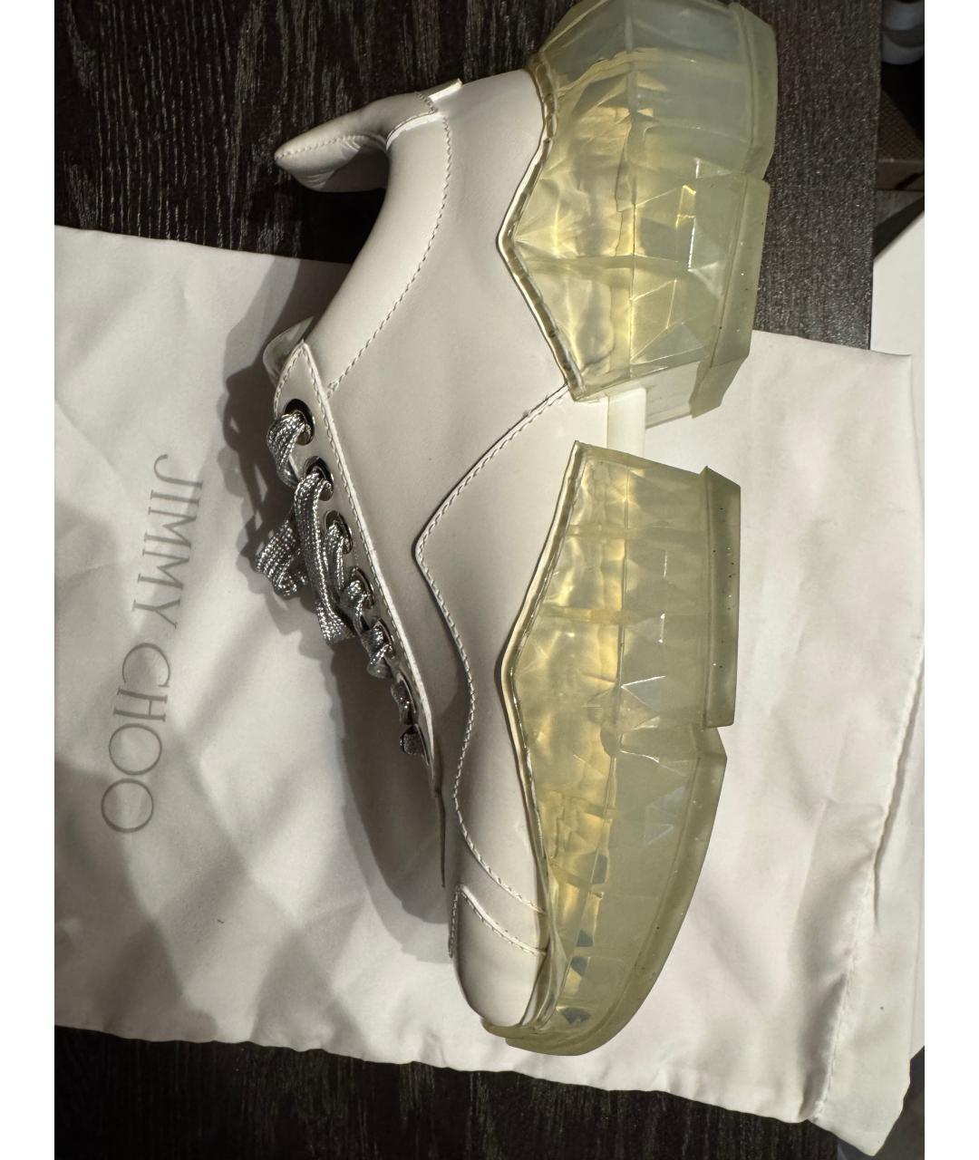 JIMMY CHOO Белые кроссовки из лакированной кожи, фото 10