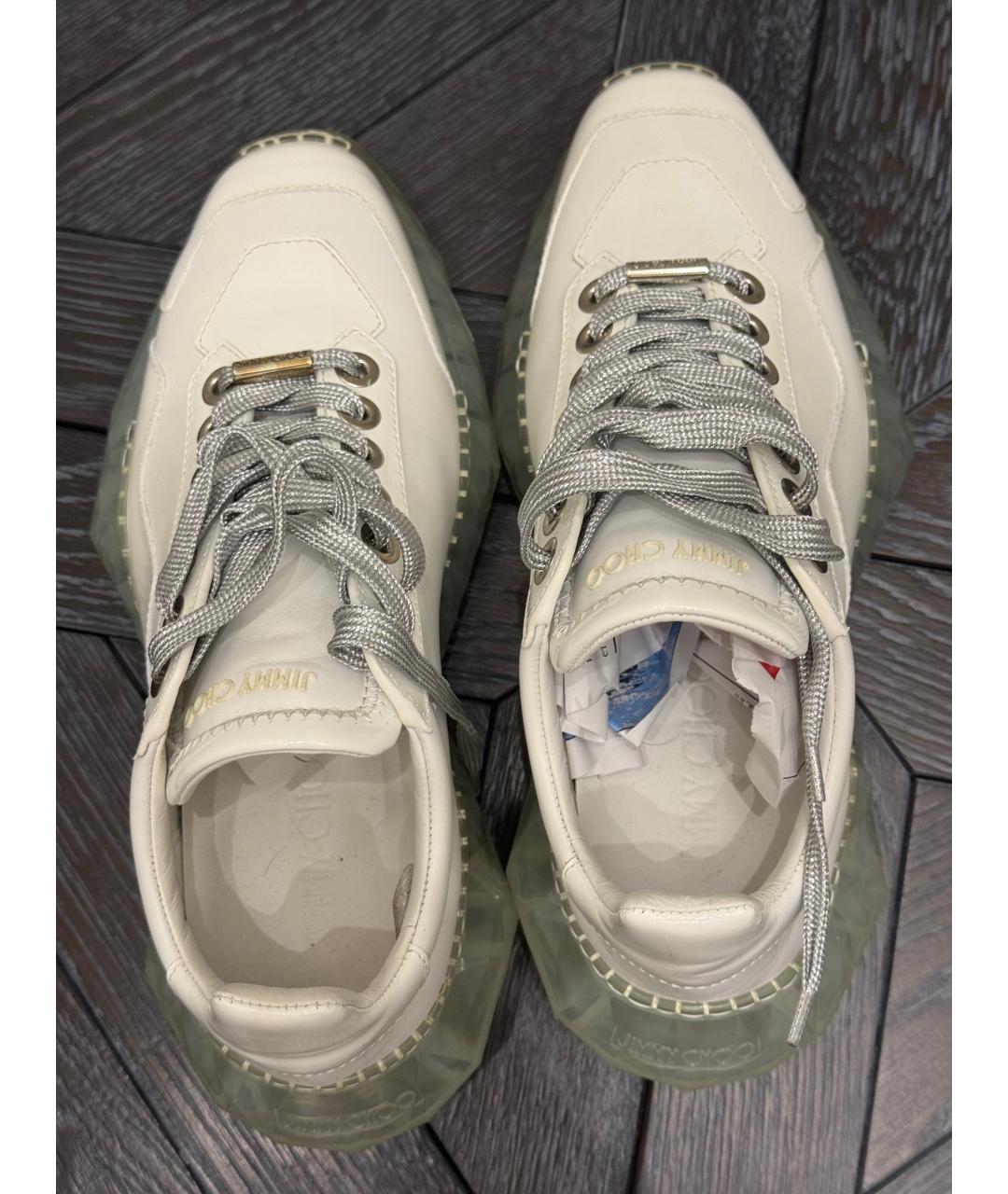 JIMMY CHOO Белые кроссовки из лакированной кожи, фото 3