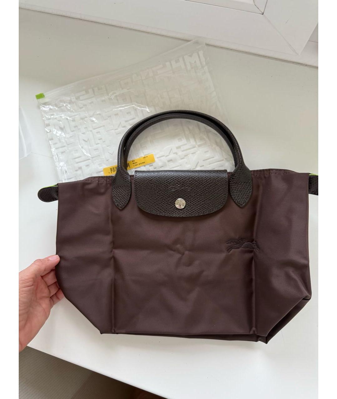 LONGCHAMP Коричневая синтетическая сумка с короткими ручками, фото 8