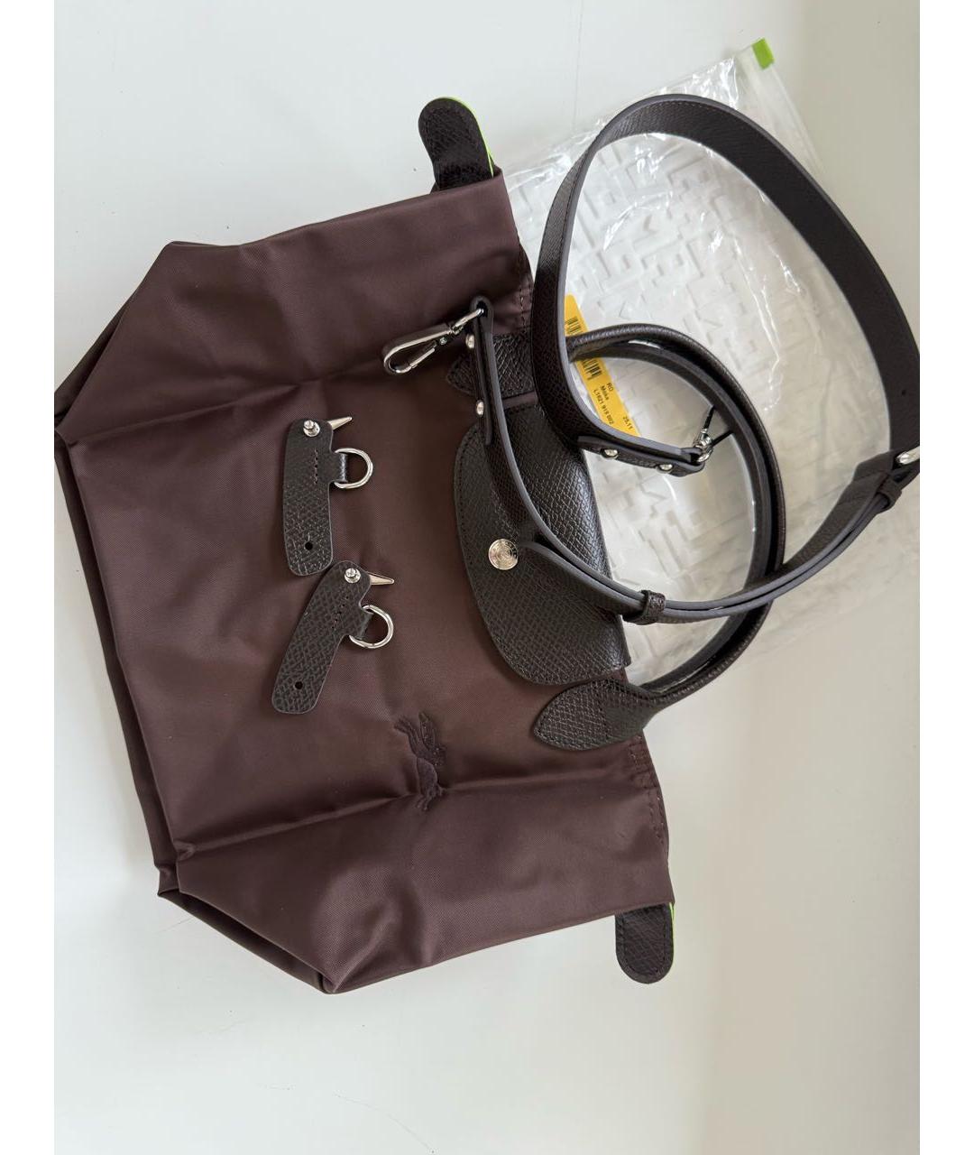 LONGCHAMP Коричневая синтетическая сумка с короткими ручками, фото 7