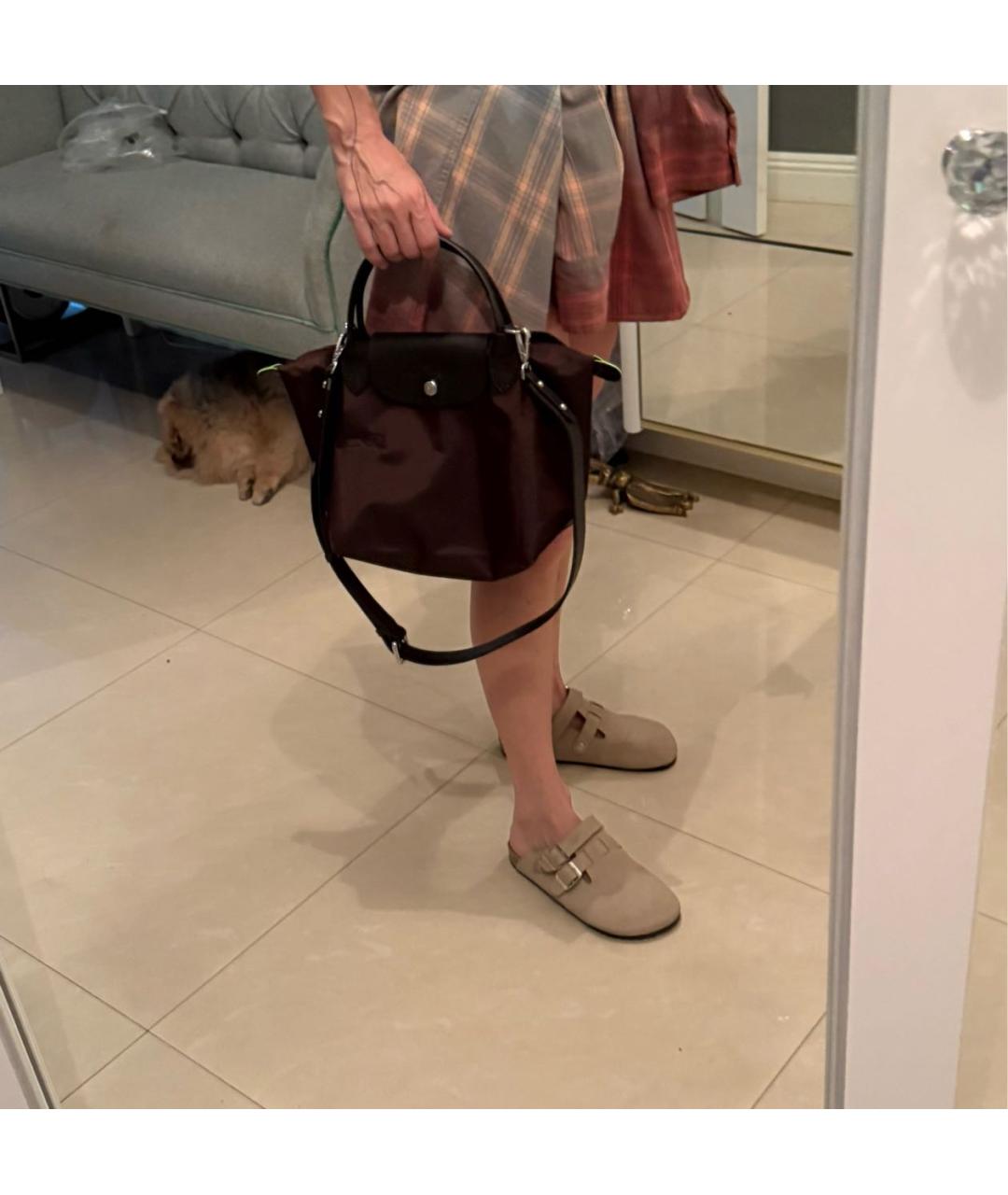 LONGCHAMP Коричневая синтетическая сумка с короткими ручками, фото 5