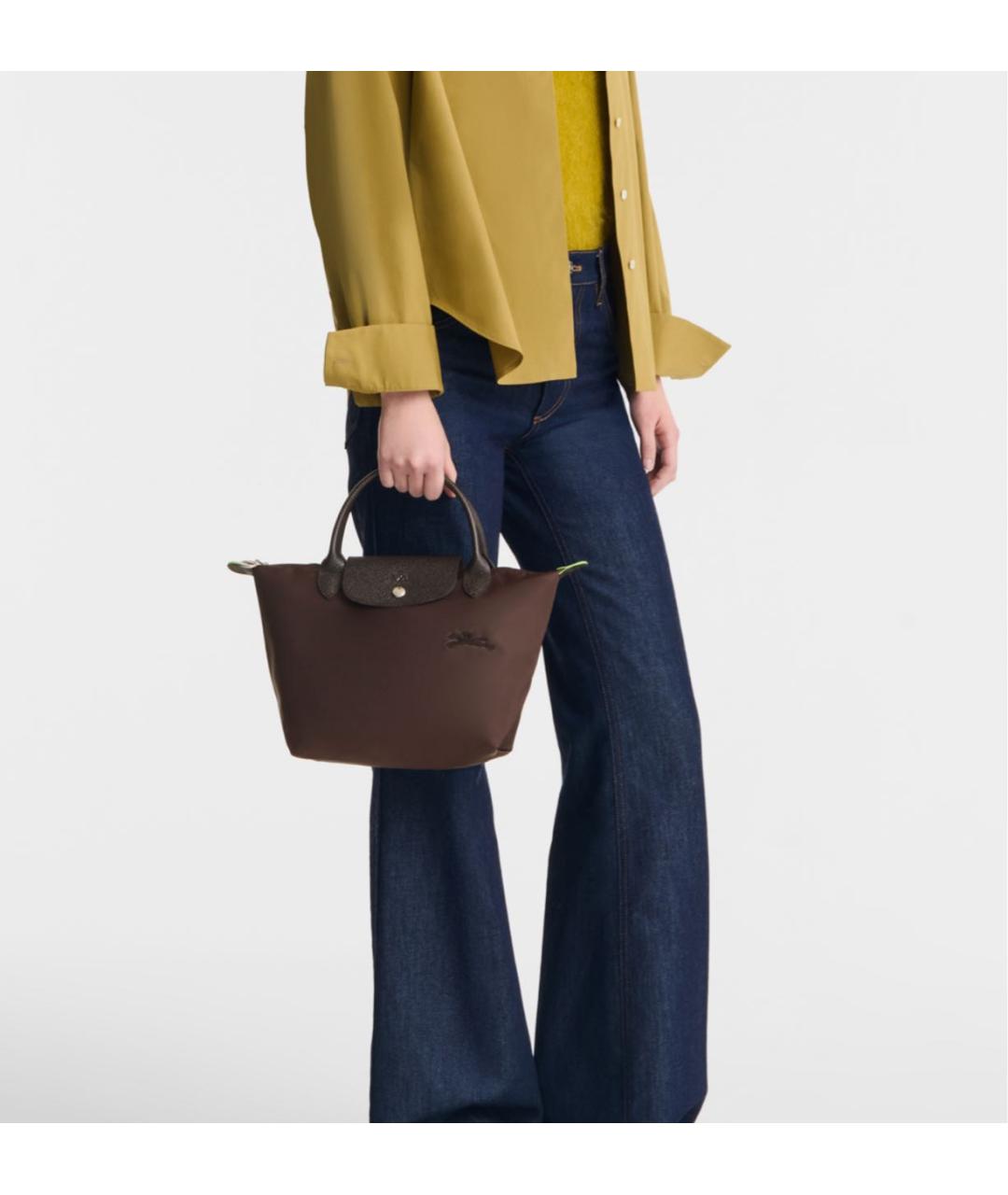 LONGCHAMP Коричневая синтетическая сумка с короткими ручками, фото 2