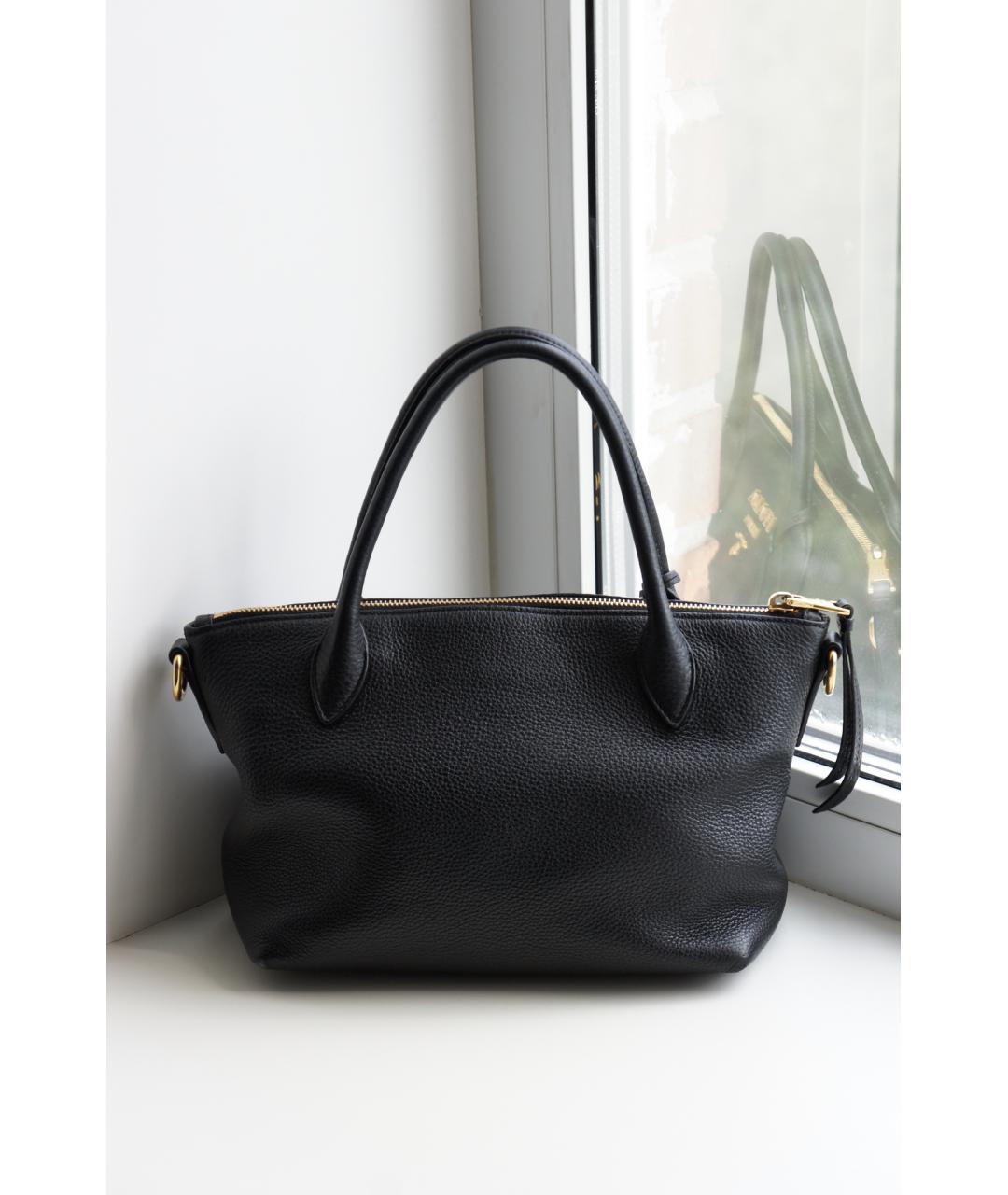 PRADA Черная кожаная сумка тоут, фото 4