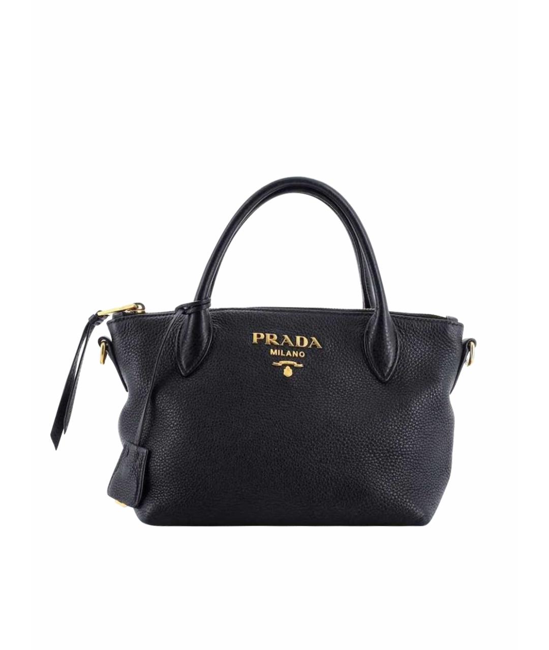 PRADA Черная кожаная сумка тоут, фото 1