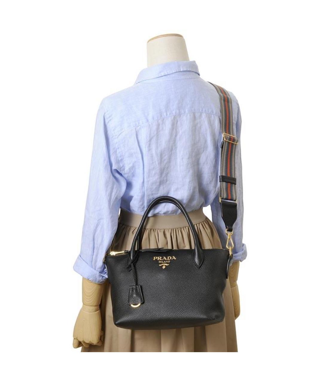 PRADA Черная кожаная сумка тоут, фото 7