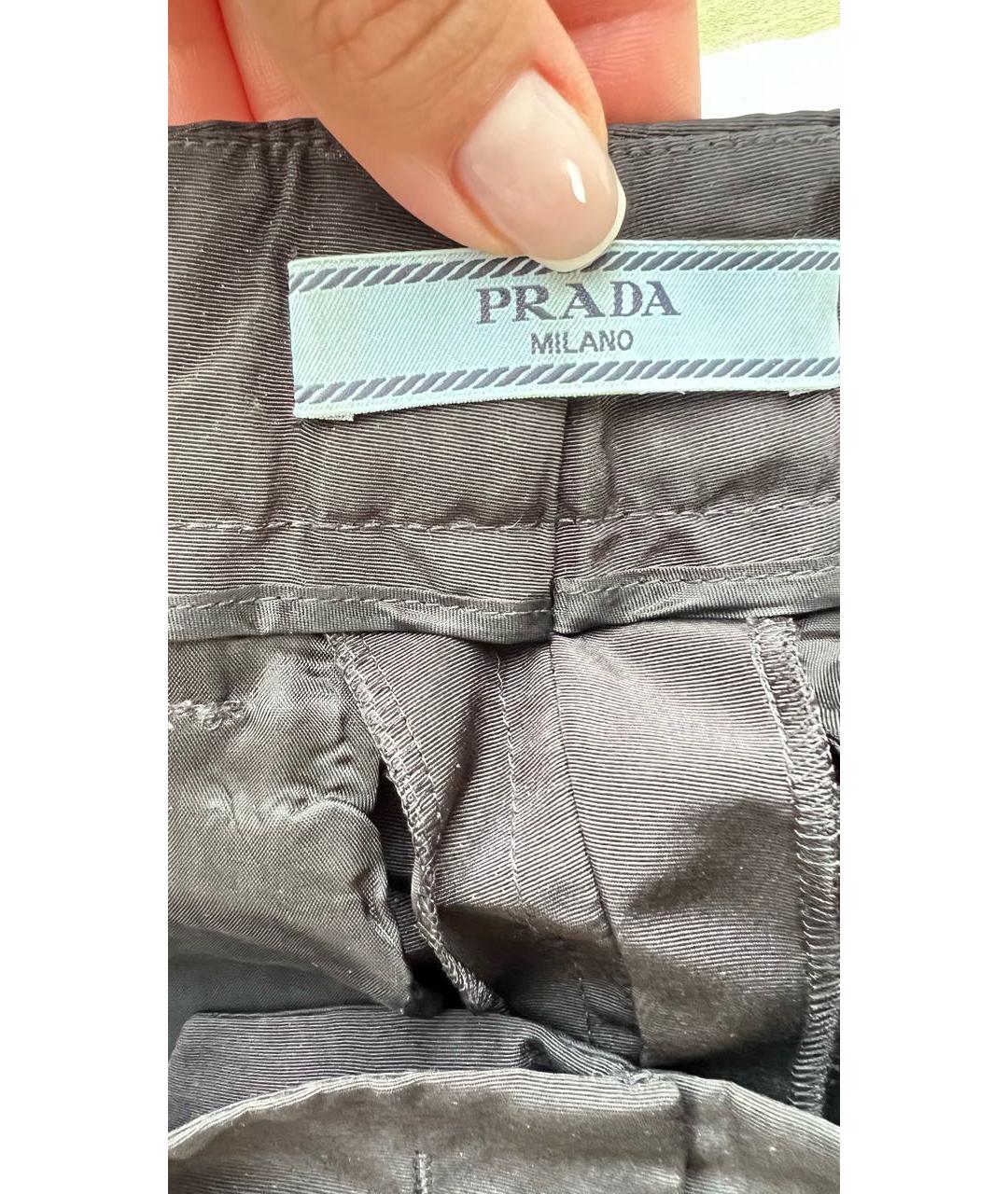 PRADA Черные шелковые прямые брюки, фото 6