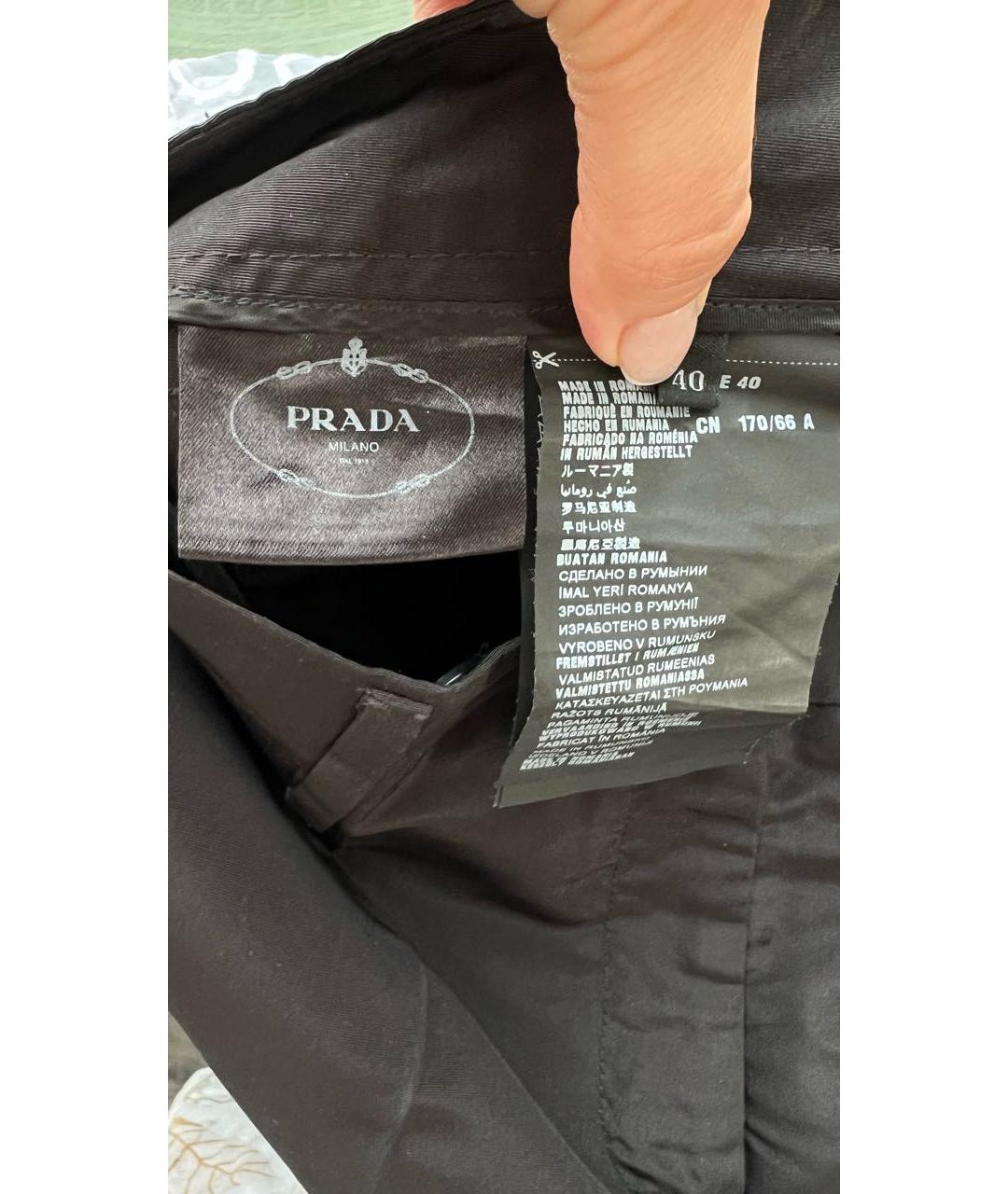 PRADA Черные шелковые прямые брюки, фото 4